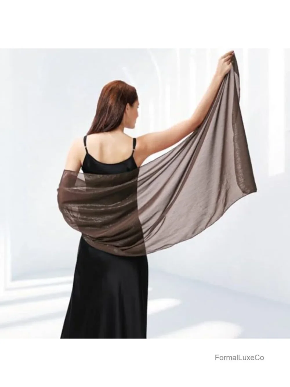 Sheer Chiffon Shawl Wrap for Evening Dress Wedding Accessory Lightweight Drape